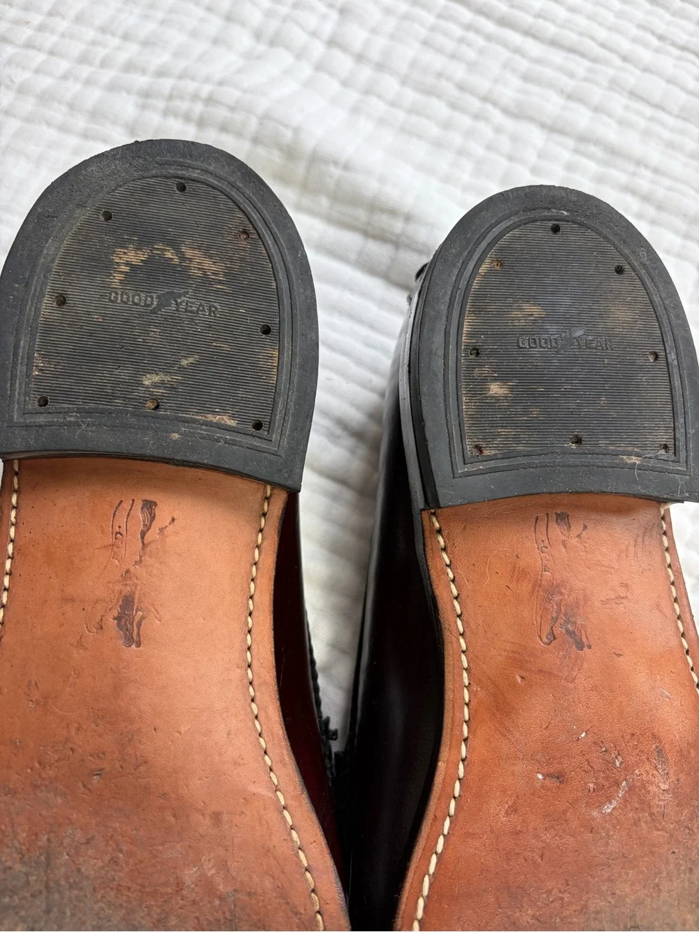 Vintage Hanover Handsewn Burgundy Leather Penny Loafers Made USA Men’s 12 D